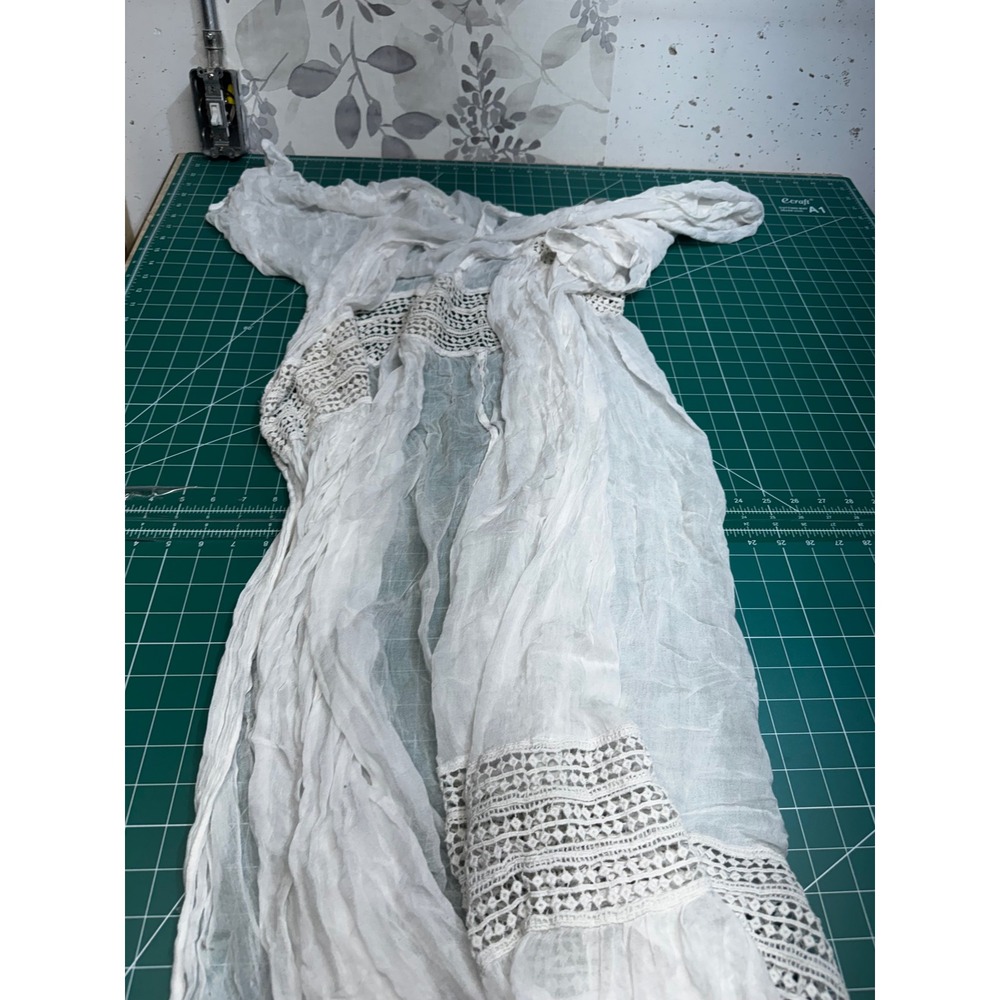 ASOS Womens White Crinkle Gauze Crochet Lace Maxi Dress Size US 20 Boho Beach
